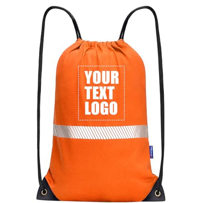 AYKRM Customizable Orange Drawstring Backpack Bag work Sackpack logo - color: Orange-logo