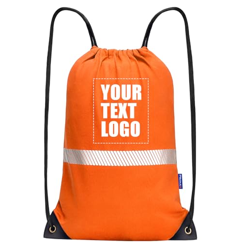 AYKRM Customizable Orange Drawstring Backpack Bag work Sackpack logo - color: Orange-logo