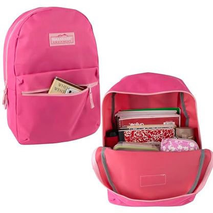 Trail maker 24 Pack- Classic 17 Inch Backpacks in Bulk Wholesale Back Packs for Boys and Girls (Pink) - color: Pink
