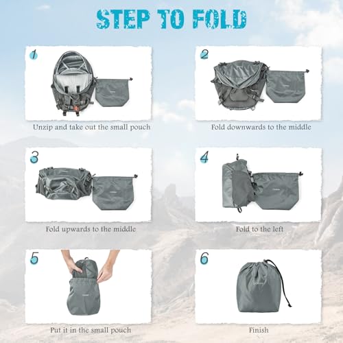 G4Free Hiking Backpack with Thickened Back Panel Packable 25L Lightweight Foldable Travel Daypack for Men Women(Grey) - color: Grey