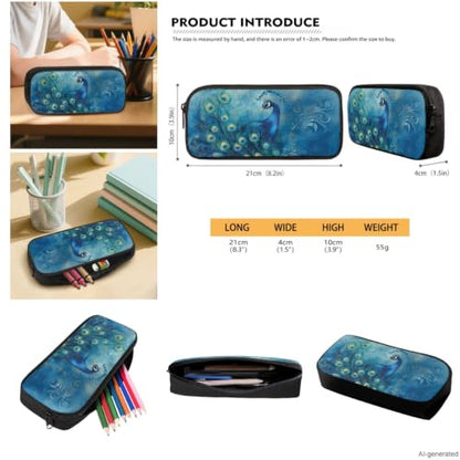 ZDCUSTOM Girls Backpack with Lunch Box, Peacock School Bookbag for 2nd 3rd Grade Girls, Cute School Backpack with Pencil Case & Water Bottle Cover & Keychain, Blue Schoolbags Sets 5PCS - color: Peacock