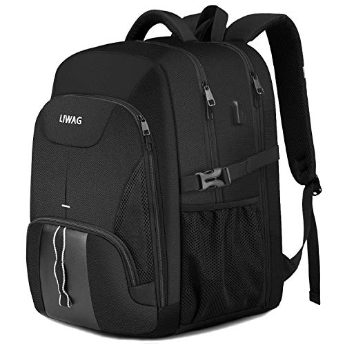 Extra Large Backpack for Men 50L,Water Resistant 17.3 inch Travel Laptop Backpack with USB Charging Port,TSA Friendly Big Business Anti Theft Computer Bag Work College School Bookbags Gifts,Black - color: Black, size: 17inch
