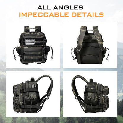 Boomistry 15L Mini Tactical Backpack Small Tactical Backpack for Men and Women, Military Backpack for Gym, Hiking, Daily (Black Camo-15L) - color: Black Camo-15l