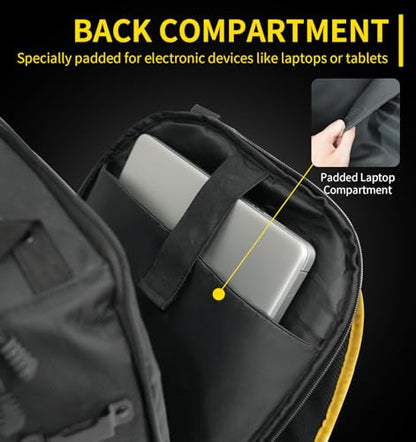 Tool Backpack, Heavy-Duty Tool Organizer Bag for Men Dad Gift, Water-Resistant Technician Tool Carrier w/ Molded Base, Laptop Storage, Backpack for Electricians HVAC Construction Repairman Home Repair