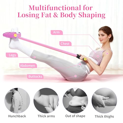 Pedal Resistance Bands with Handles, Upgrade 6-Tubes Elastic Bands for Exercise, Natural Rubber Foot Pedal Resistance Bands, Multifunction Fitness Bands for Abdomen, Waist, Arm, Leg, Pilates - color: Pink