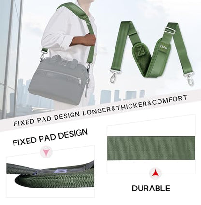 59 Inch Shoulder Straps, Soft with Ultra-Thick Fixed Shoulder Pad, Two Way Independently Adjustable Buckle Replacement Straps for Laptop Bag Messenger Bag Tool Bag Luggage,Green - color: Green, size: 59 inch