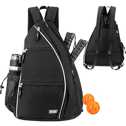 Sucipi Pickleball Bag for Men & Women,Convertible Backpack with Fence Hook - color: Deep Black, size: Medium