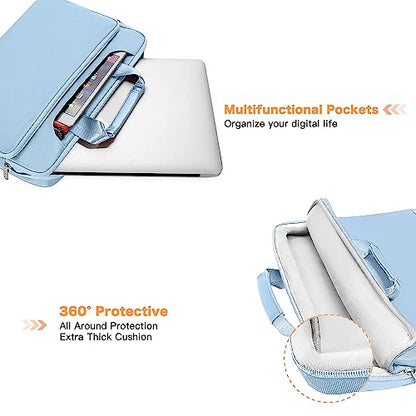 MOSISO 360 Protective Laptop Bag 15.6 inch, 15-16 inch Computer Bag Compatible with MacBook Air 15 inch/Pro 16 inch, HP,Dell,Lenovo,Asus,Notebook, Laptop Carrying Case with Strap&Handle, Airy Blue - color: Airy Blue, size: 16 inch