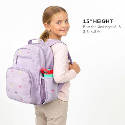 mibasies Girls Backpacks Ages 5-8: Quilted Backpack for Kids - Cute 15 Inches Bookbag for Kindergarten Elementary School Bow Purple - color: Bow Purple, style: Kids-15"h
