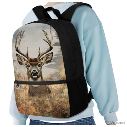 Deer Backpack for Boys School Backpack with Lunch Box Water Bottle Carrier and Pencil Case 4PCS Set Elementary School Backpacks for Boys Kids Bookbag with Adjustable Straps - color: Deer