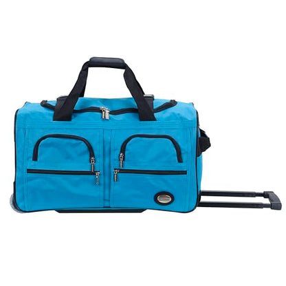 Rockland Rolling Duffel Bag, Black, 22" - color: Turquoise, size: 22"
