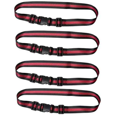 MAGARROW 1.5" Utility Luggage Straps with Buckle Adjustable, 4-Pack (RED/Black, 1.5 in x 3.2 ft) - color: RED/Black, size: 1.5 in x 3.2 ft