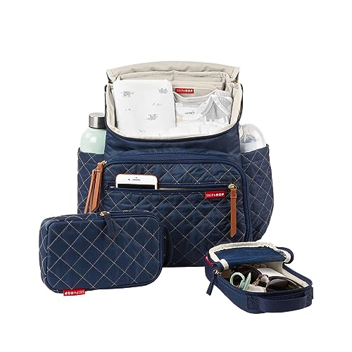 Skip Hop Diaper Bag Backpack: Forma, Multi-Function Baby Travel Bag with Changing Pad & Stroller Attachment, Navy - color: Navy