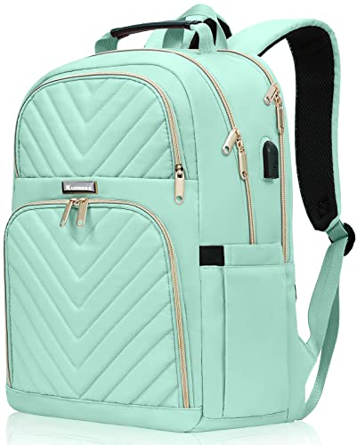 Laptop Backpack Women Big Student Bookbag Middle High School Teen Girls | College Daypack, Water Resistant - color: Light Green, size: 17.3 Inch