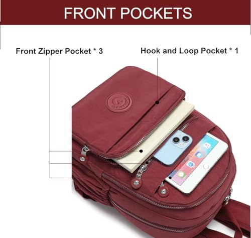Hiking Waterproof 13" Laptop Backpack Purse for Women and Men,Travel Backpack - color: Red