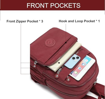 Hiking Waterproof 13" Laptop Backpack Purse for Women and Men,Travel Backpack - color: Red