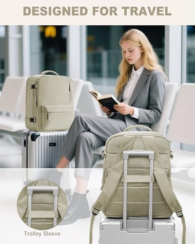VECAVE 18x14x8 TSA-Approved Personal Item Backpack – Under Seat Carry-On Travel Bag for Women, Fits 15.6" Laptop, with Water Bottle & Shoe Pouch, Airline Travel Backpack Flight approved GreyBrown - color: H4-brown, size: Large