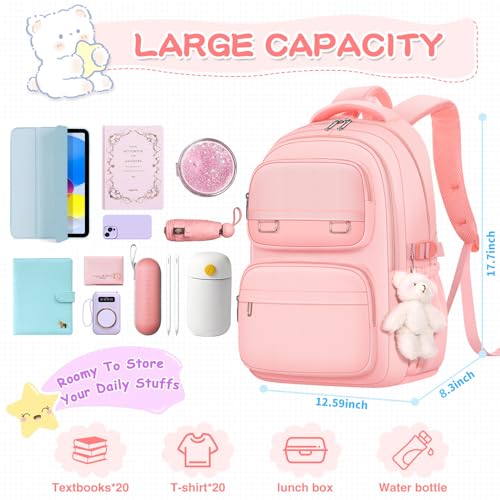KBTYE School Backpack for Kids Girls Cute Travel Backapck for College Women Men Casual Laptop Bookbag for Teen Student(Pink) - color: Pink