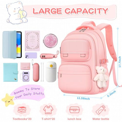 KBTYE School Backpack for Kids Girls Cute Travel Backapck for College Women Men Casual Laptop Bookbag for Teen Student(Pink) - color: Pink