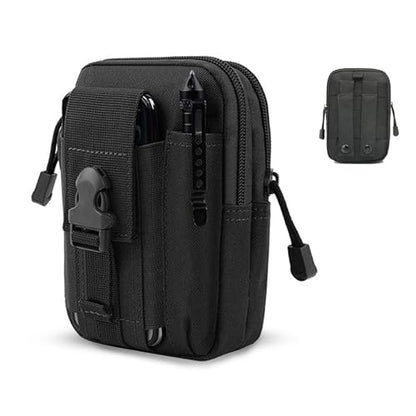 Belt Pouch, Tactical Molle Phone Pouch EDC Utility Pouches Waist Bag, Small Cell Phone Holster Gear Tool Gadget Pocket for Men - color: Black