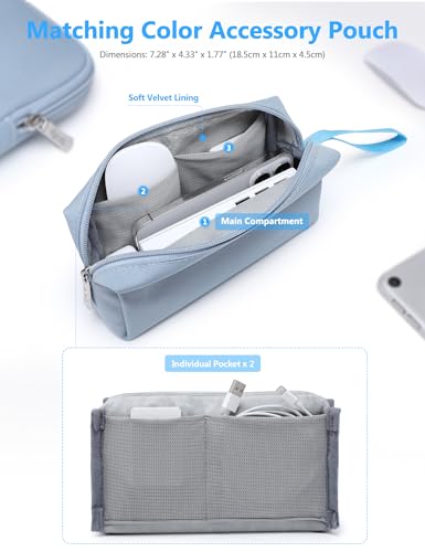 HYZUO 13 Inch Laptop Sleeve Bag Set for MacBook Air 13 M5/M4/M3/M2/M1 A3449 2026-2018, 13" MacBook Neo 2026 A3404, MacBook Pro 13 M2/M1 2026-2016, iPad Pro/Air 13, XPS 13, Surface Pro, Pale Blue - color: Pale Blue, size: 13 Inch