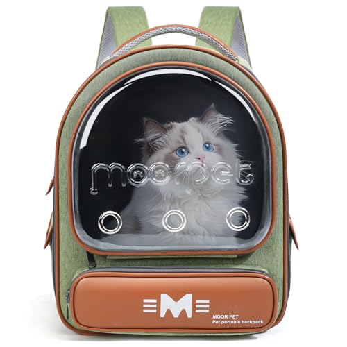 Cat Bubble Backpack Carrier, Clear Pet Bag for Cats and Small Dogs up to 20 Lbs, Great for Outdoor Hiking Camping (Green Orange) - color: Green Orange