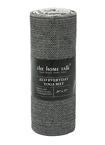 Hand Woven 100% Cotton Yoga Mat- Thick Handloom Made in India- for Gym Floor Exercise - Runner for Bedroom - color: Grey