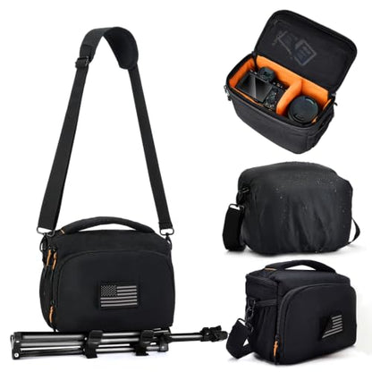 Vogano Camera Bag Protective Covers Photography Shoulder Bag Compatible for Nikon, Canon, Sony DSL/SLR/Mirrorless Equipment Travel Waterproof (Black) - color: 1.0 Black