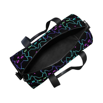 MNSRUU Sports Duffel Bags, Neon Cat Athletic Gym Bag Overnight Workout Travel Tote Luggage for Men Women Yoga - color: Cat TH0030