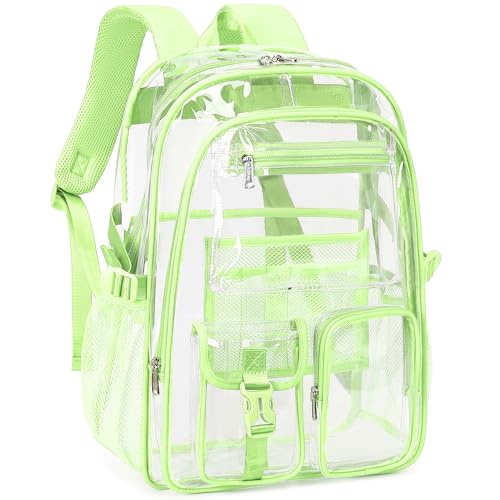 abshoo Large Clear Backpack For Girls Women School Bookbag Heavy Duty Transparent Backpack (Green) - color: Green