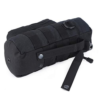 Molle Water Bottle Holder, Tactical Water Bottle Pouches for Backpack with D-Ring Hook - color: Black