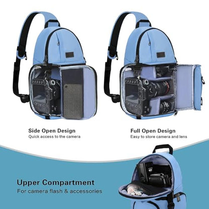 MOSISO Camera Sling Bag, DSLR/SLR/Mirrorless Camera Case Shockproof Photography Camera Backpack with Tripod Holder & Removable Modular Inserts Compatible with Canon/Nikon/Sony/Fuji, Cerulean Blue - color: Cerulean Blue