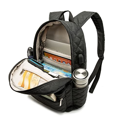 Kinmac Water Resistant Laptop Backpack with USB Charging Port for Laptop Up to 15.6 Inch (Embroider) - color: Black Embroider