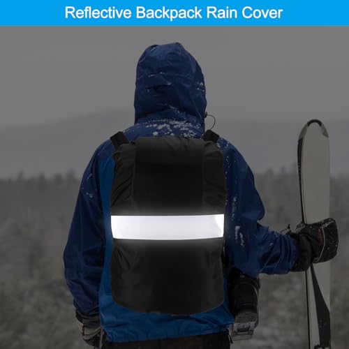 PATIKIL Waterproof Backpack Rain Cover, Non-Slip Backpack Cover with Reflective Strap Stay Dry for Hiking, Camping, Hunting - color: Black, size: X-Large