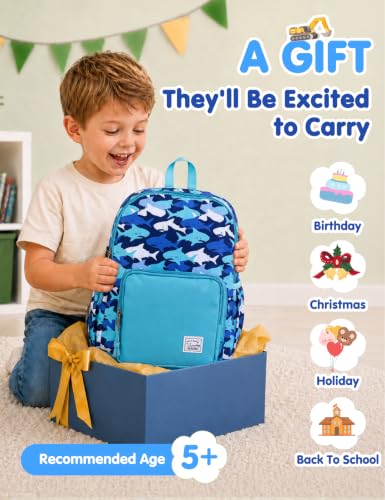 VASCHY Kids backpacks, Cute Lightweight Water Resistant Preschool Backpack for Boys and Girls Chest Strap | Cute - color: Blue Sharks, size: Small (4-6 Yrs) - 15'' H