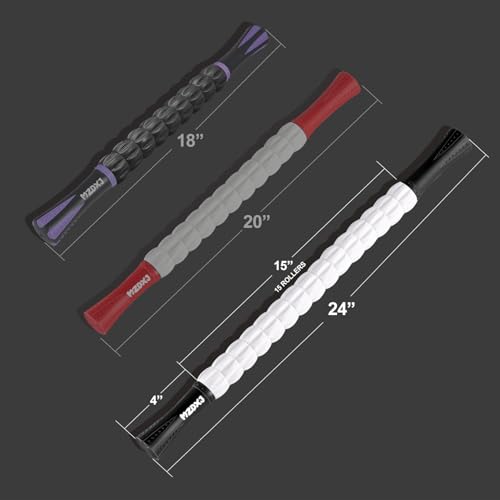 Muscle Roller Massage Roller Stick- Deep Tissue Fascia Blaster for Myofascial Pain Relief, Lymphatic Drainage & Body Sculpting, Handheld Physical Therapy & Recovery Tool (Black White-24 inch) - color: Black White