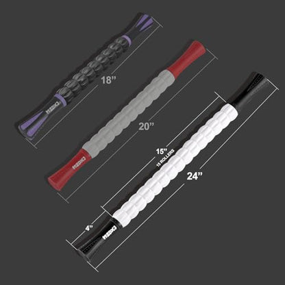Muscle Roller Massage Roller Stick- Deep Tissue Fascia Blaster for Myofascial Pain Relief, Lymphatic Drainage & Body Sculpting, Handheld Physical Therapy & Recovery Tool (Black White-24 inch) - color: Black White
