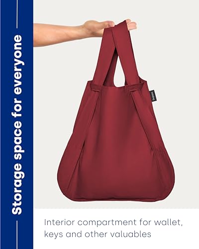 Notabag Original 2 in 1 Backpack and Bag – waterproof – reusable grocery bags – clever design for more flexibility - color: Wine Red
