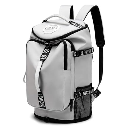 Gym Duffle Bag Backpack with Shoe Compartment,4 ways Travel Backpack for Women and Men,Multi-Functional Weekender bag with Waterproof Layer&Laptop Compartment for Fitness, Travel,Camping - color: Grey