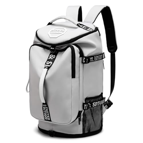 Gym Duffle Bag Backpack with Shoe Compartment,4 ways Travel Backpack for Women and Men,Multi-Functional Weekender bag with Waterproof Layer&Laptop Compartment for Fitness, Travel,Camping - color: Grey