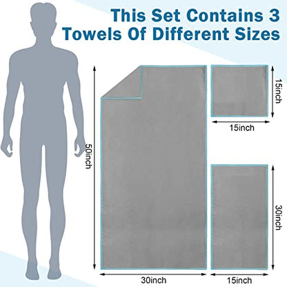Xinnun 4 Pack Microfiber Camping Towel - Quick Dry Towel 3 Size 4 Black Mesh Bags 12 Travel Towels for Beach Camping Hiking Yoga Swim Sports Backpacking