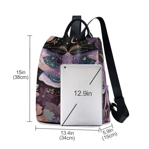 MNSRUU Goth Backpack Womens, Anti-Theft Womens Backpack Travel Handbags Shoulder Bag Mauve Moths Carry On Ladies Rucksack Fashion Casual Daypack, Hairball Pendant - color: Moths I18597