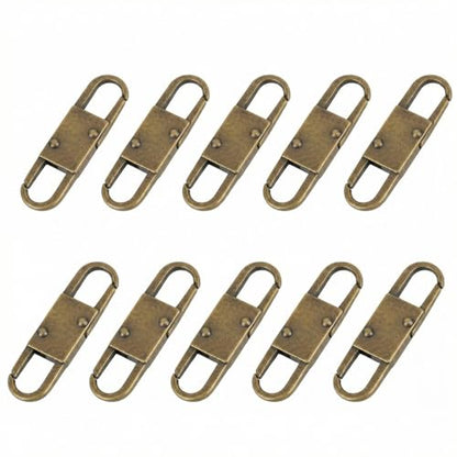 MILAKE 10 Pcs Premium Anti-Theft Zipper Lock, Small Clips for Bags, Backpacks, Purses, Luggage, Zipper Pull Replacement, Durable Multi-Color Set for Travelers, Hikers, and Daily Commuters (Bronze) - color: bronze