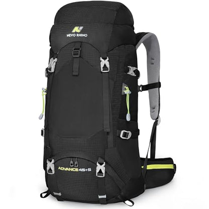 N NEVO RHINO Internal Frame Hiking Backpack 50/60/65/70/80L, Mountain Climbing Camping Backpack Daypack Waterproof Rain Cover | Mountain Climbing - color: 02 Black, size: 45+5L