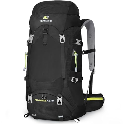 N NEVO RHINO Internal Frame Hiking Backpack 50/60/65/70/80L, Mountain Climbing Camping Backpack Daypack Waterproof Rain Cover | Mountain Climbing - color: 02 Black, size: 45+5L