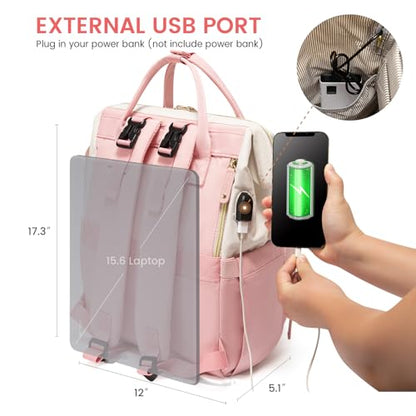 LOVEVOOK Diaper Bag Backpack, Baby Bag with Changing Station, Large Diaper Backpack for Moms Dads, Waterproof Leather Accents Baby Boy and Girl Bag for Travel Baby Essentials, Pink-Beige - color: Pink-beige