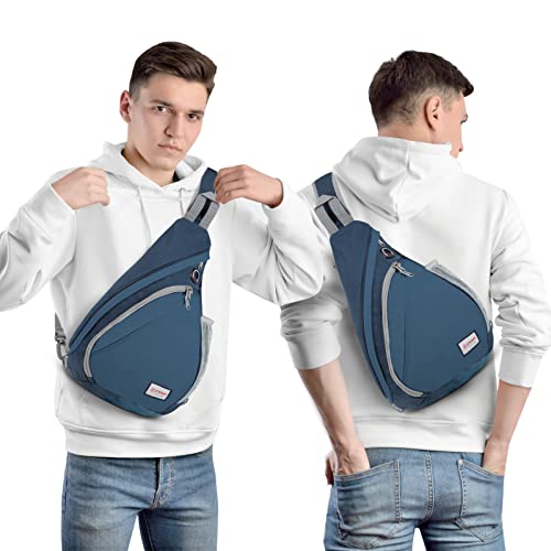 ZOMAKE Sling Bag,Small Crossbody Sling Backpack,Water Resistant Shoulder Daypack for Travel,Anti Thief Chest Bag for Hiking(Navy Blue) - color: Navy Blue