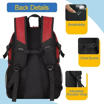 DAFISKY Basketball Backpack Sports Bag | Basketball Bag with Shoe Compartment and Ball Holder, 30L Large gym bag for boys girls - color: Red