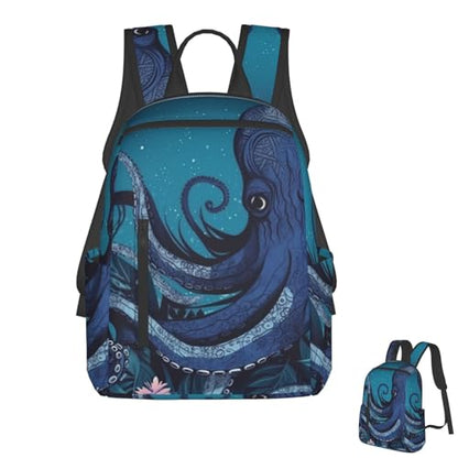 Blue octopus tentacles illustration Travel Backpack for Men & Women 14 inch Laptop Backpack Waterproof Work Back Pack - color: Blue Octopus Tentacles Illustration