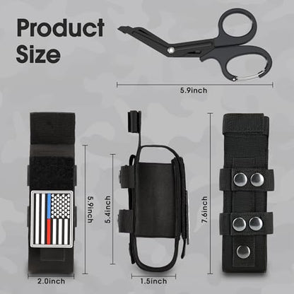 Qen Tourniquet for Severe Bleeding Control, Gear for First Aid Kits and Tourniquet Kits, Suitable for Emergencies, One-Handed Operation Includes a Storage Bag and Scissors - size: 3 Pack